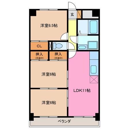 赤堀駅 徒歩7分 7階の物件間取画像